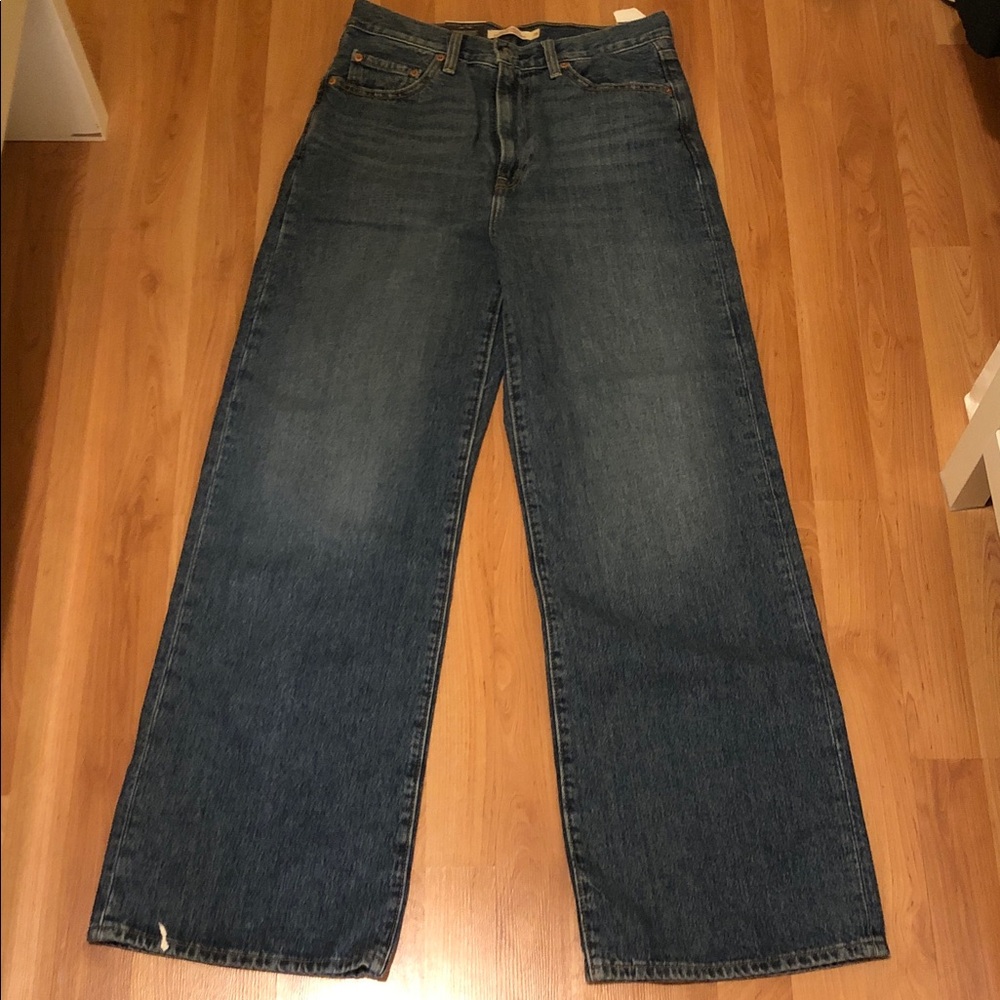 Levis Ribcage Wide Leg Blue Denim Jeans W28